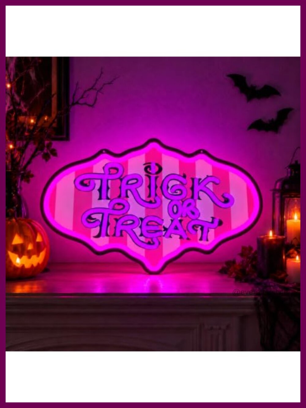 Trick Or Treat Neon Sign LED Halloween Wall Door Decor USB Powered Dimmable